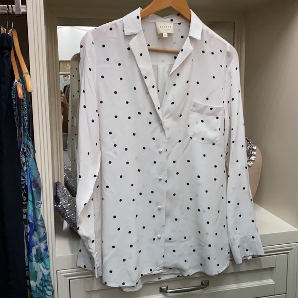 Sézane Florence shirt- white with black polka dots - Picture 2 of 2